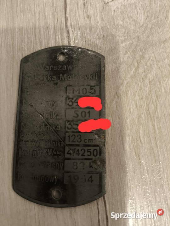 Tabliczka znamionowa Shl M05 125 Nie M04 WSK WFM Części i akcesoria motocyklowe Szamotuły