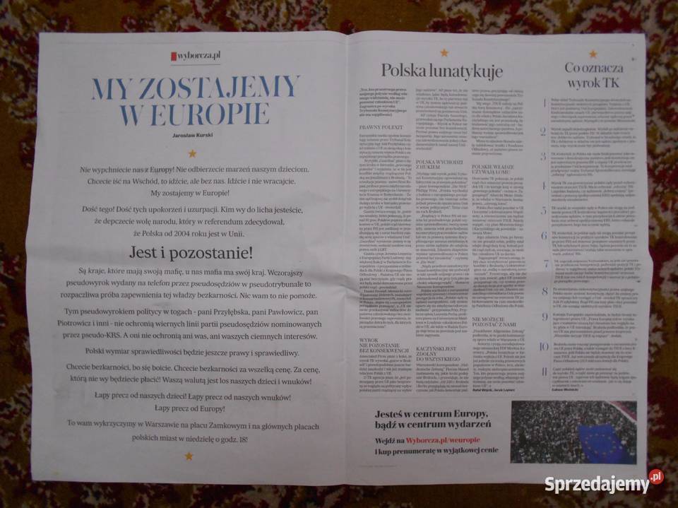 Plakat Zostajemy w Europie Gazeta Wyborcza lubelskie Parczew