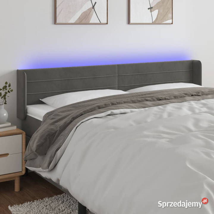 Zagłówek do łóżka z LED ciemnoszary 203x16x7888