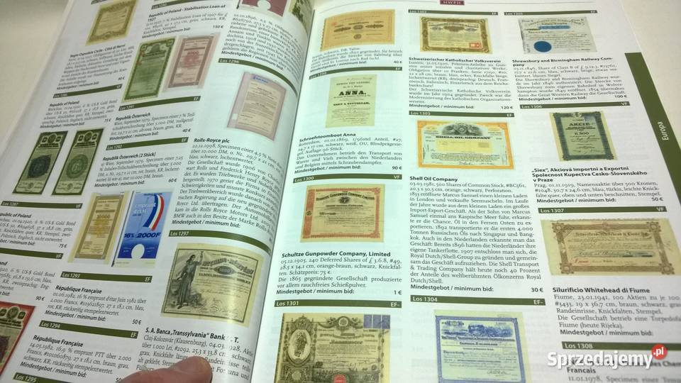 katalog aukcyjny papierów wartościowych 55 mazowieckie Warszawa sprzedam
