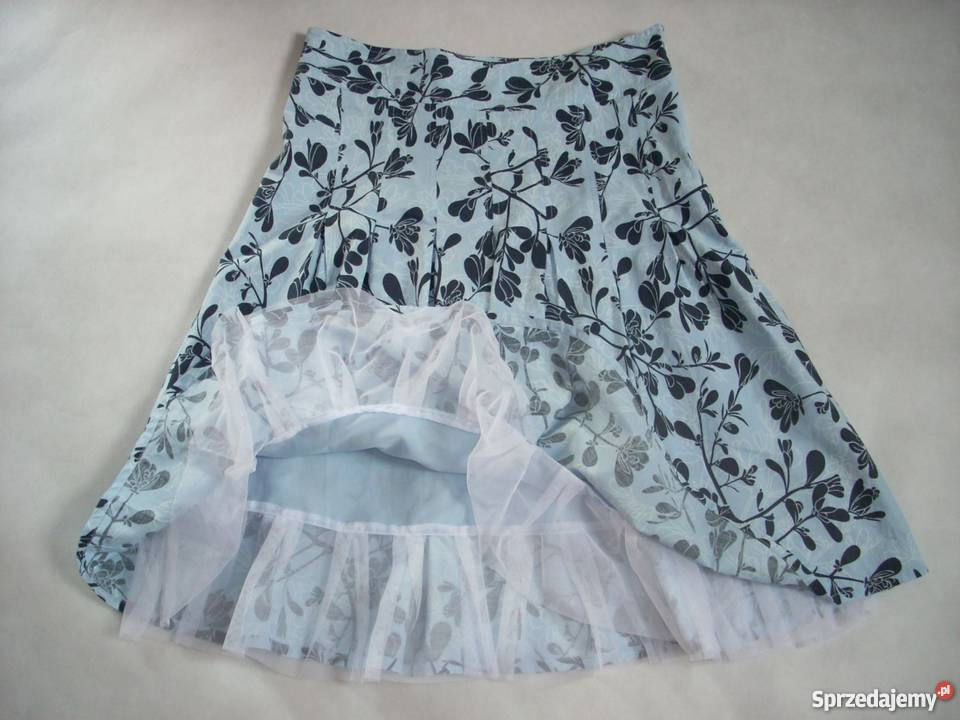 Spódnica GRANAT kwiaty niebieska TIUL S M j nowa Nowy Sącz