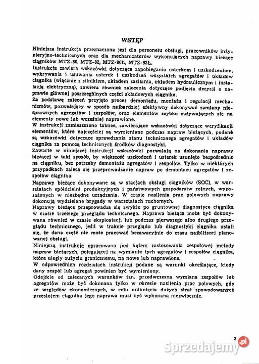 Mtz 8082 instrukcja naprawy Stalowa Wola