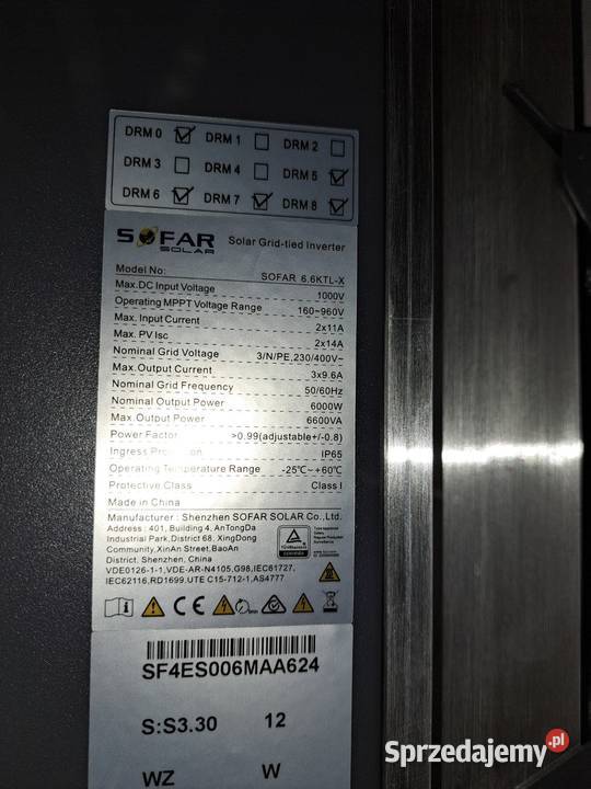 falownik Sofar 66KTLX dolnośląskie Kamieniec Wrocławski