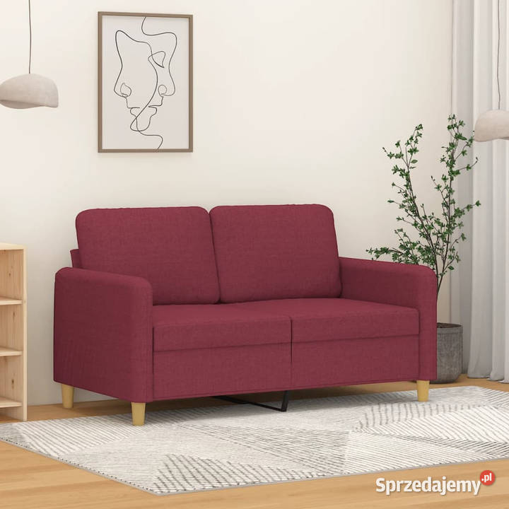 Sofa 2osobowa winna czerwień 120 tapicerowana