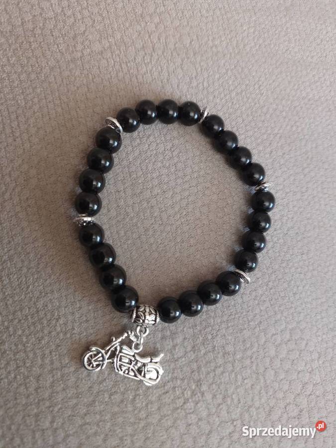 Bransoletka z koralików onyksowych z zawieszką Sosnowiec