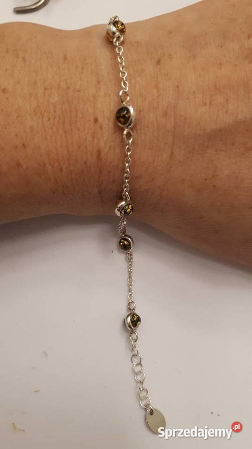 bransoletka srebrna z bursztynami Radom