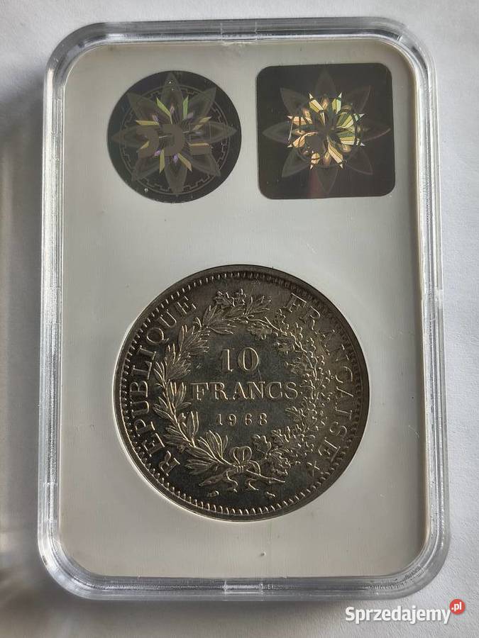 10 franków 1968 Francja Herkules srebro Ag 900 Antyki, Sztuka, Kolekcje Szczecin
