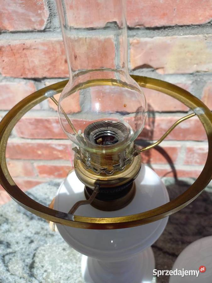 Lampka Lampa szklana biała Stołowa Nocna