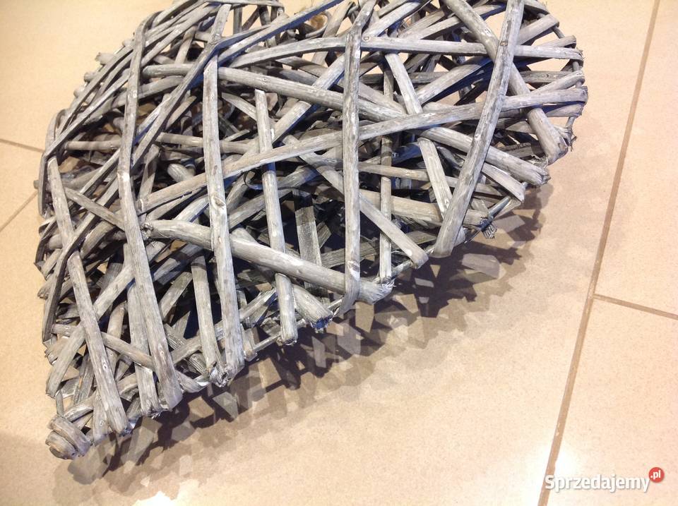 Serce Wiklinowe Szare do Zawieszenia 30x29