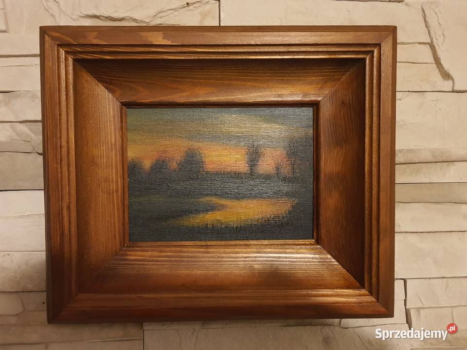 Miniatura malowana na płótnie akryl w drewnianej Sopot