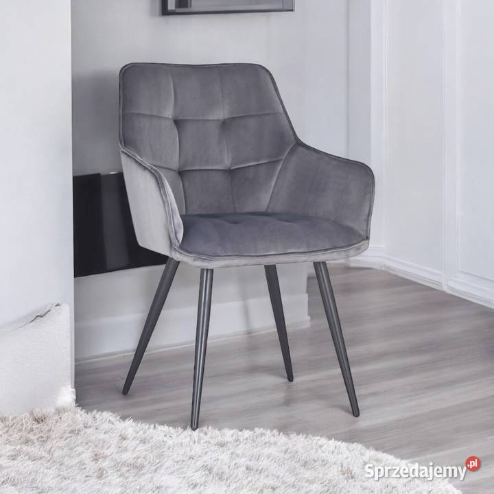 Szare Krzesło Tapicerowane Luca Wysyłka 24H 63cm wielkopolskie Tarchały Małe