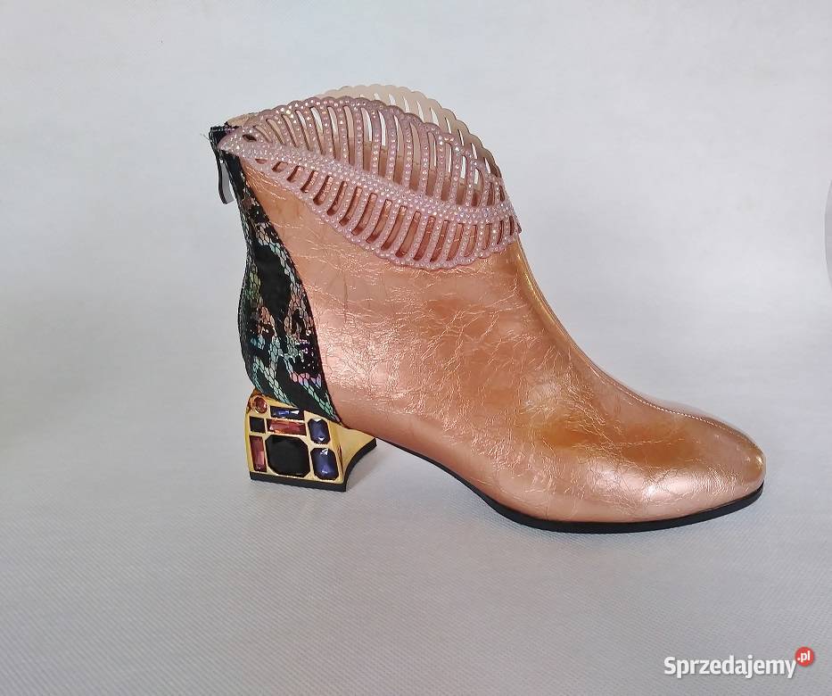 Botki skórzane z kamieniami 39 pomorskie Miastko