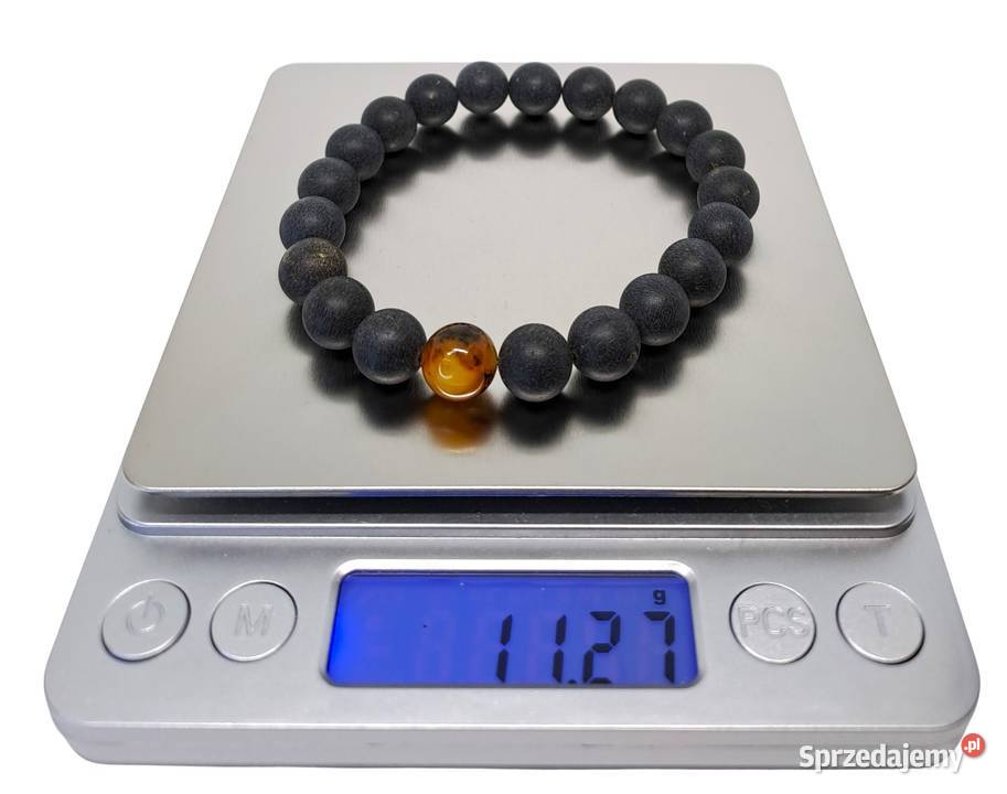 Bransoletka bursztyn bałtycki kulka czarna Warszawa