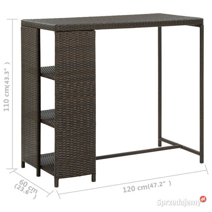 Stolik barowy z półką brązowy 120x60x110 Warszawa