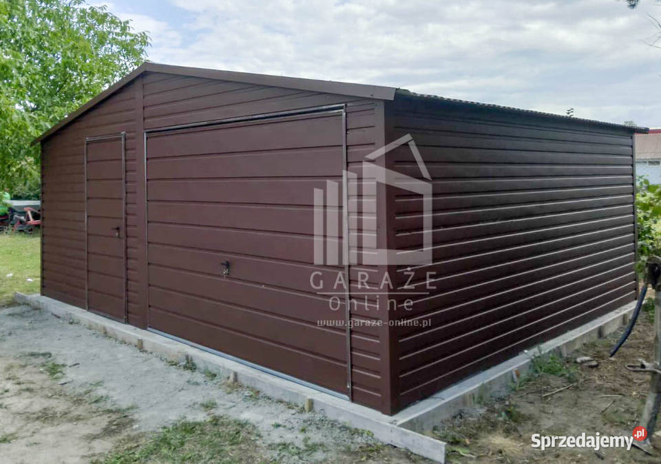 GARAZ BLASZANY 6m x 6m Brama uchylna drzwi ID391 blacha Zgorzelec