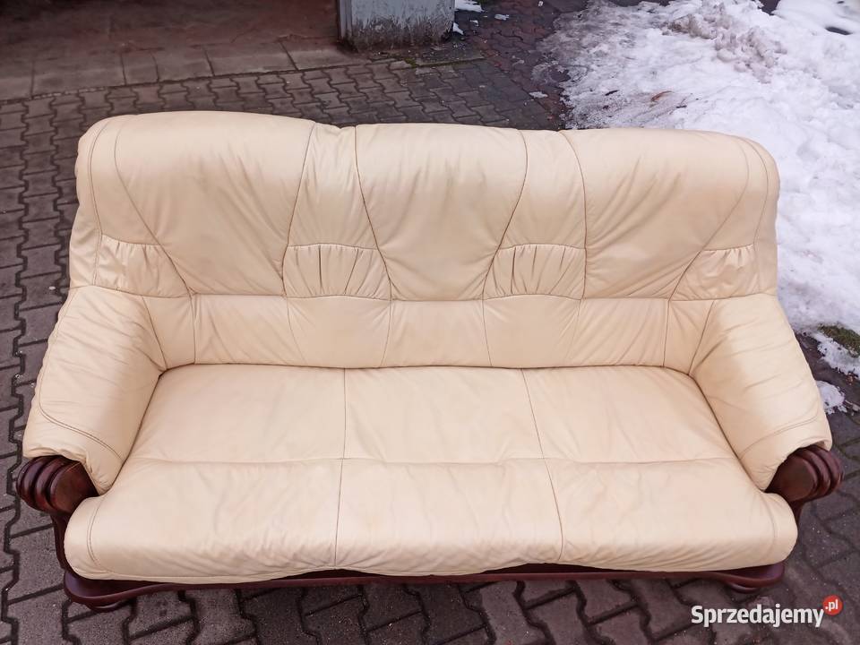 Komplet Rozkładany CREAM 321 i 2X Pufa i Ława Kozy sprzedam