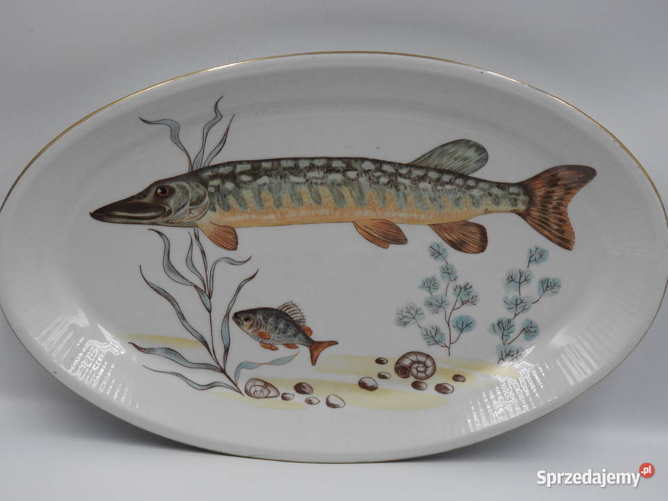 Duży półmisek szczupak porcelana Chodzież z lat Inowrocław