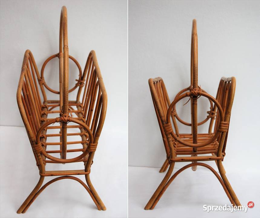 Gazetnik rattanowy art deco design lata 60 PRL Pozostałe lubelskie Lublin