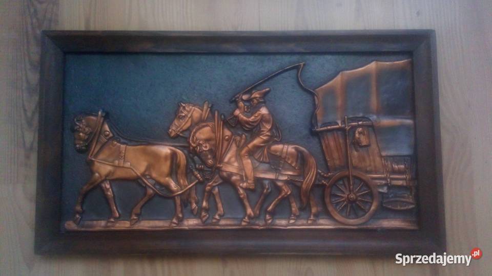 OBRAZ PŁASKORZEŹBA Dyliżans z woźnicą podkarpackie sprzedam