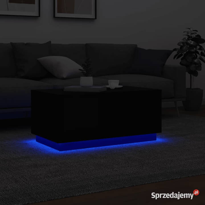Stolik kawowy z oświetleniem LED czarny 90x50x40 Warszawa