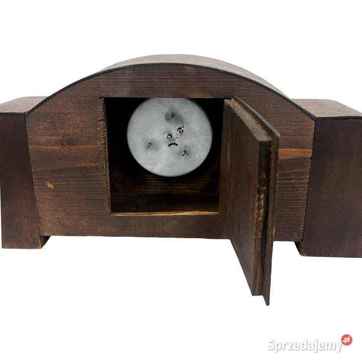 Zabytkowy zegar kominkowy art deco drewno Niemcy Warszawa