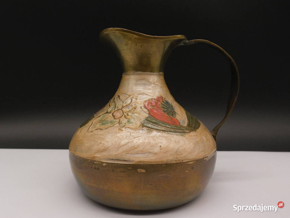 Stary Mosiężny Dzbanek Vintage Emalia Cloisonn Raszków