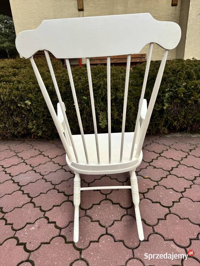 Fotel biały bujany bujak drewniany na biegunach Fotele Sulbiny