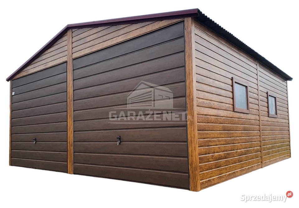 GARAŻ BLASZANY 6X6 m 2x BRAMA DREWNOPODOBNY