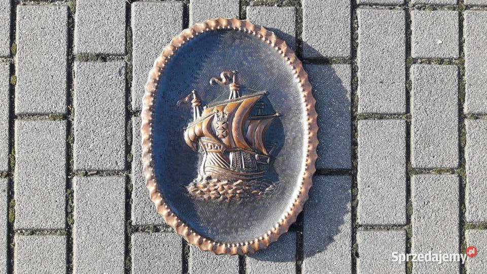 Stary miedzioryt PRL Marynistyka żąglowiec Gdynia