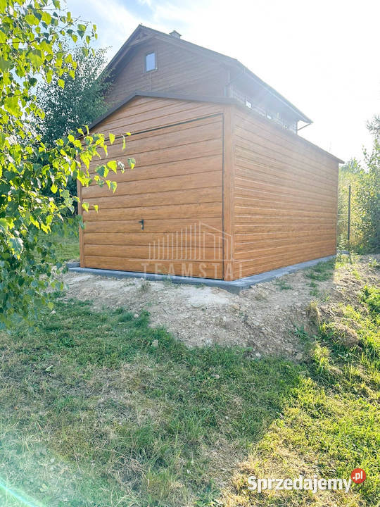 Garaż Blaszany 3x5m Brama Uchylna Jasny orzech samodzielny
