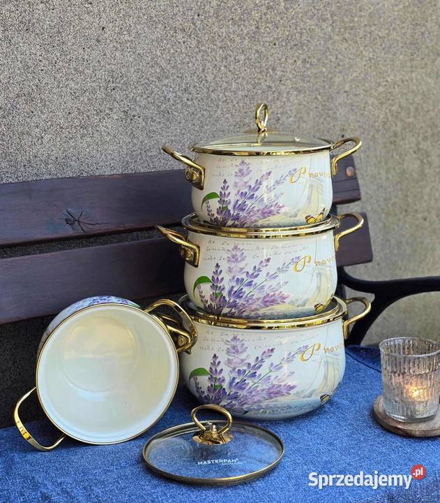 Garnki marmur białe kremowe lawenda 4