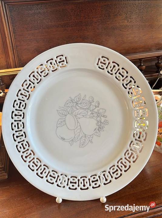 Patera Biała porcelana Ażur Owoce Bez sygnatury Gdańsk
