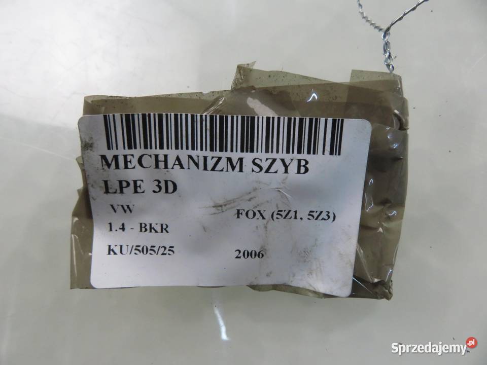 PODNOŚNIK SZYBY LEWY PRZEDNI VW FOX Mechanizmy opuszczania szyb