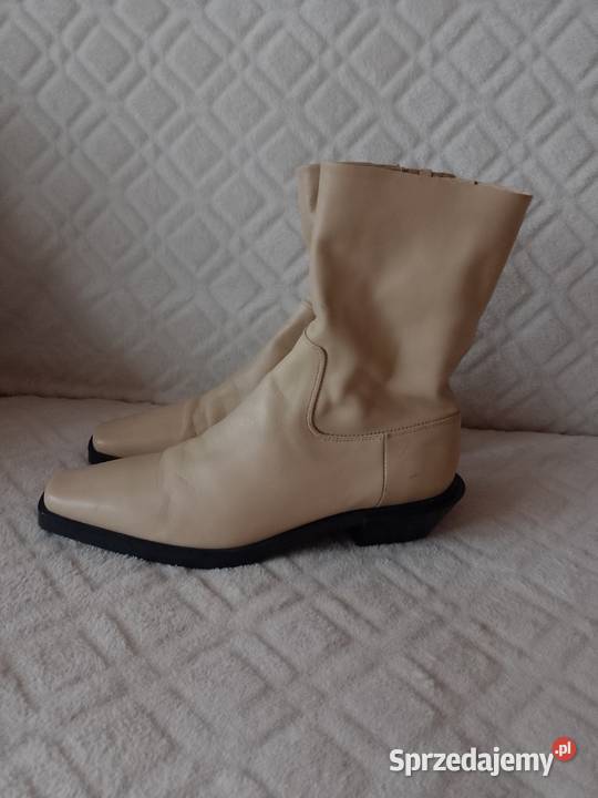 38 ZARA Real Leather skórzane Botki z Madrytu Kraków
