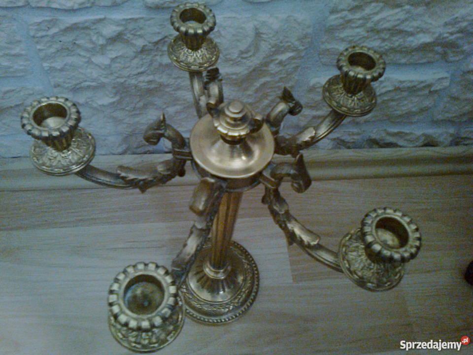 Stary ciężki masywny lany kandelabr świecznik z Antyki Antyki Poznań