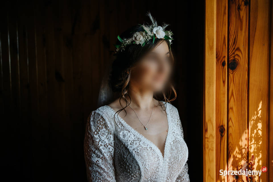 Sukienka ślubna Boho używana welon