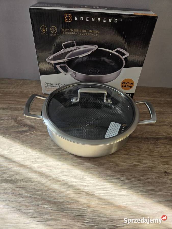 Niski garnek Edenberg EB14921 z pokrywką 28 l Drwalew