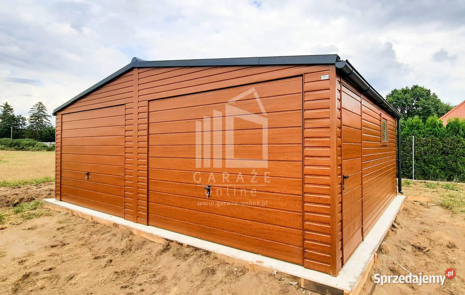 GARAŻ BLASZANY 7m x 6m dwuspadowy 2x Brama drzwi Bochnia