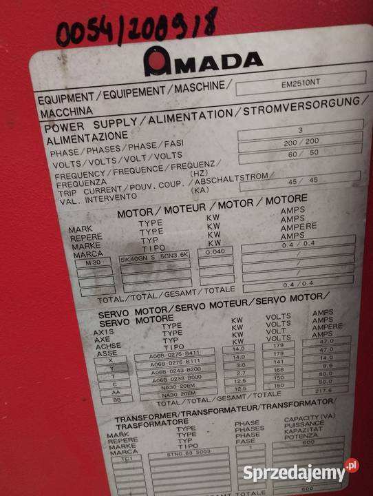 Wykrawarka rewolwerowa AMADA EM2510NT
