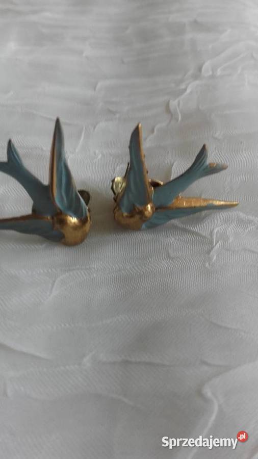 WYJĄTKOWE KLIPSY Z JASKÓŁKAMI pozłacane Piła