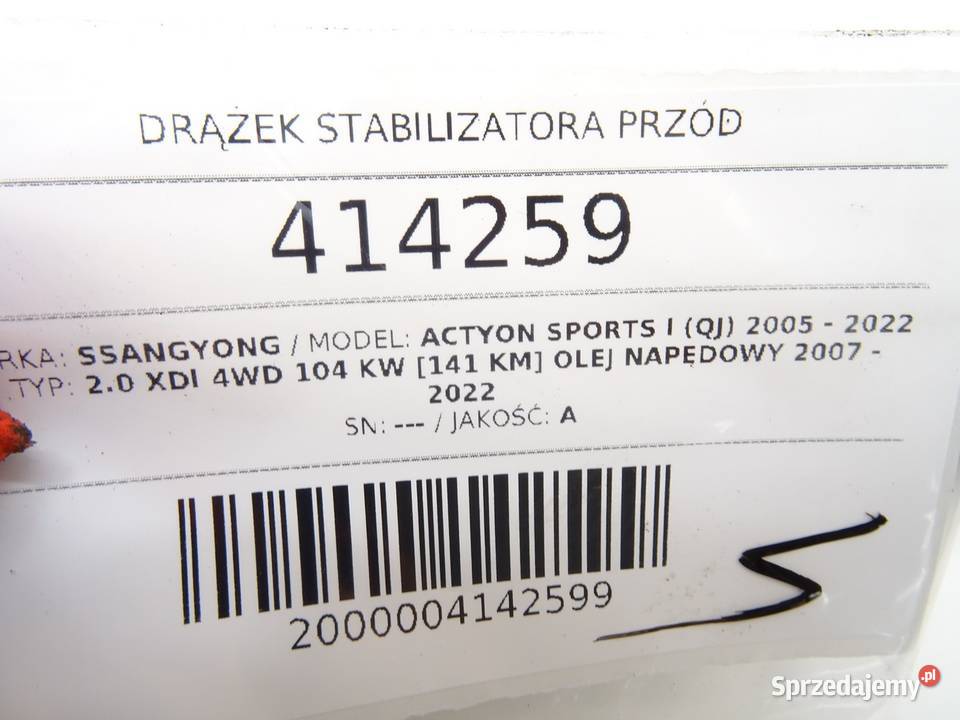 DRĄŻEK STABILIZATORA PRZÓD SSANGYONG ACTYON