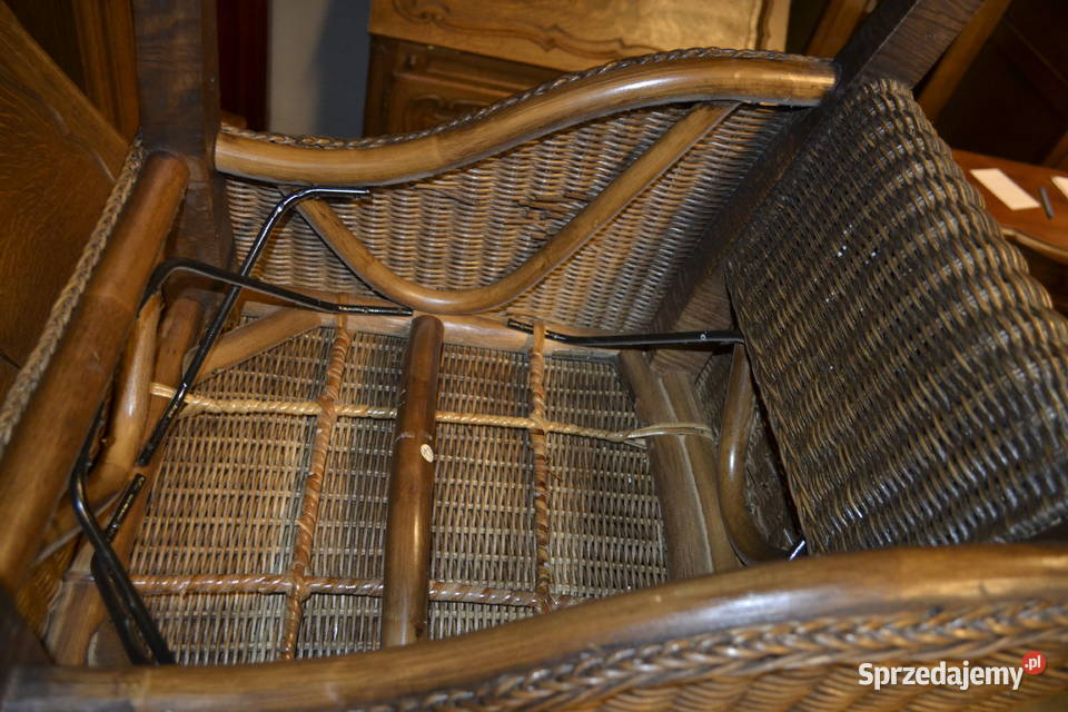 krzesła orzech i rafia salon Będzin