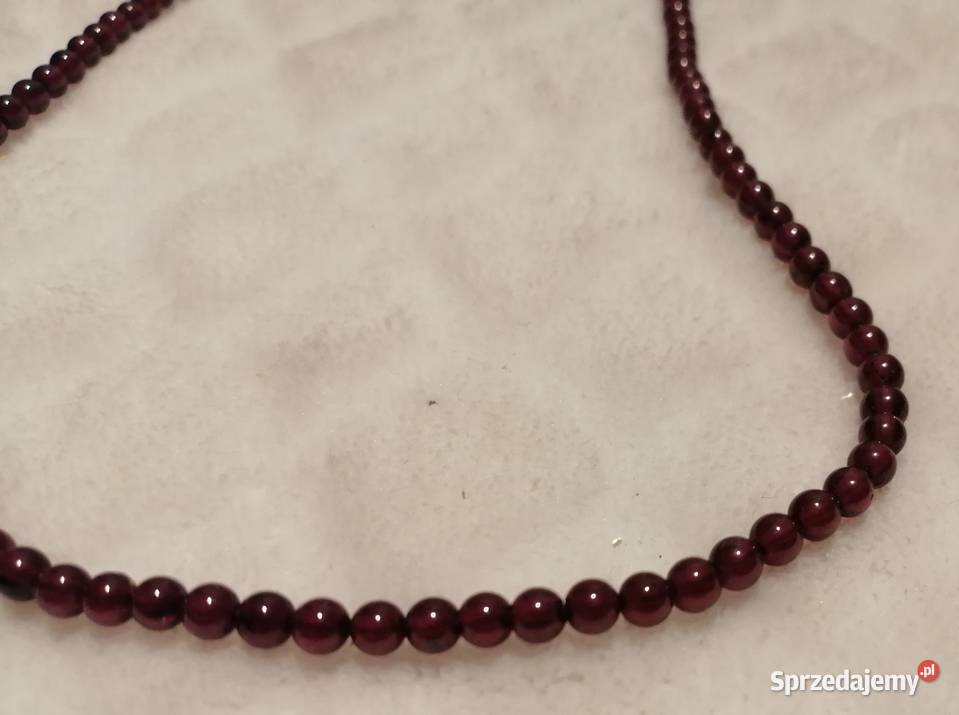 Naszyjnik bransoletka z koralików wiśniowe Czeladź