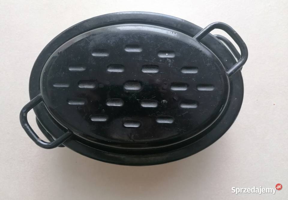 Gęsiarka brytfanna emaliowana z pokrywą Długość Łódź