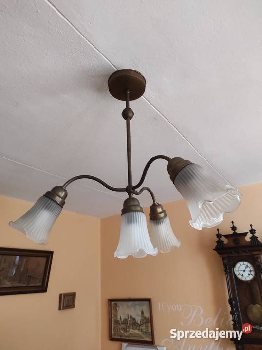 Piękny zabytkowy mosiężny żyrandol lampka Pozostałe Warszawa
