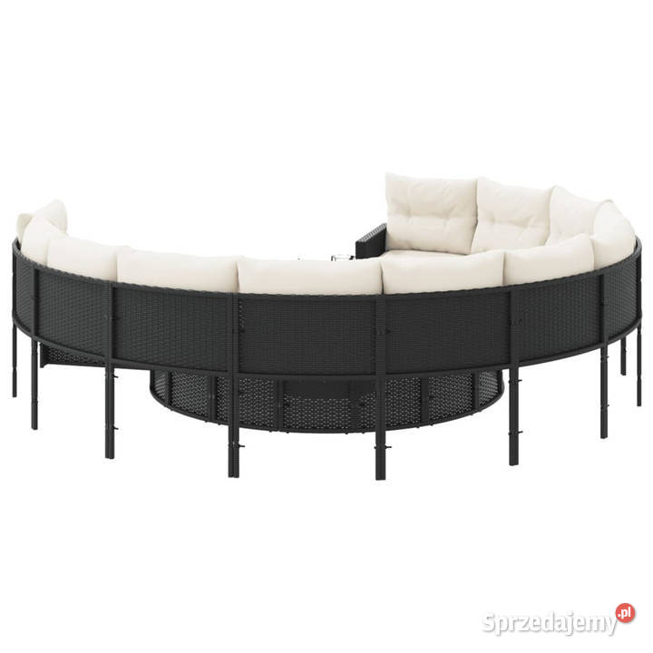 Sofa ogrodowa z poduszkami okrągła czarny rattan mazowieckie Warszawa sprzedam