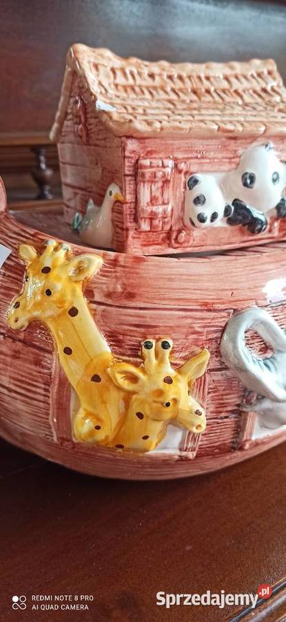 Niezwykła duża ceramiczna waza Arka Noego