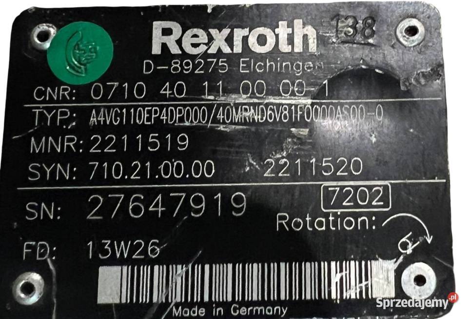 Rexroth A4VG110EP4DP000 40MRND6V81F0000AS00 0 Poznań