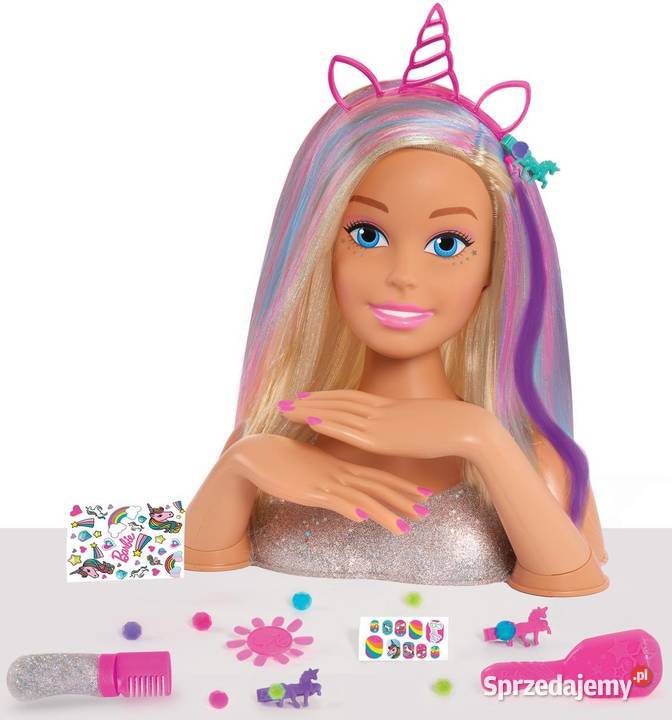 Barbie Głowa do Czesania Stylizacji Brokatowe Mogilany