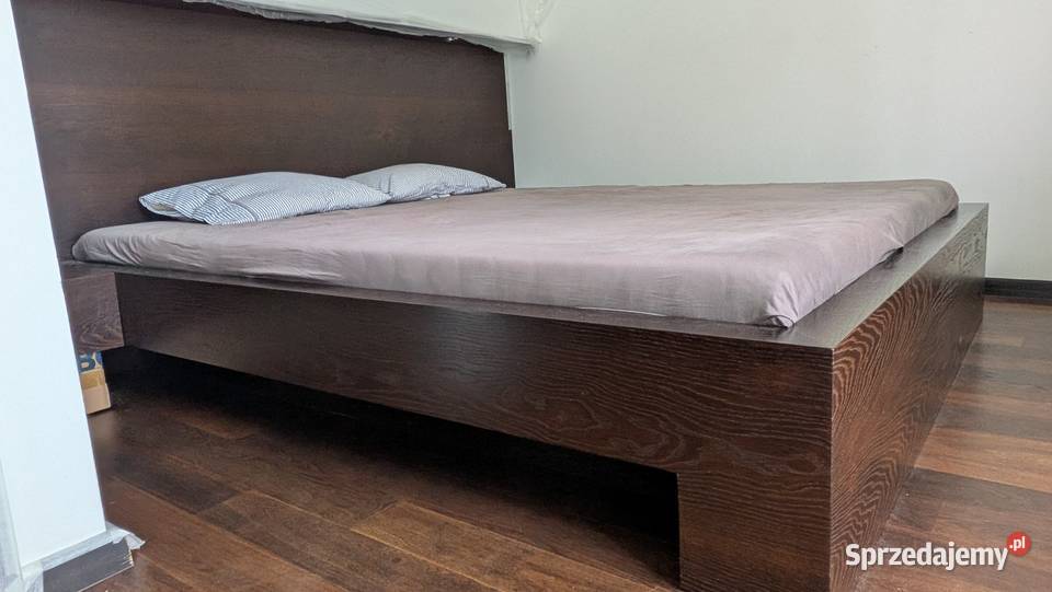 Solidne łóżko fornir dębowy barwiony wenge Łóżka i materace